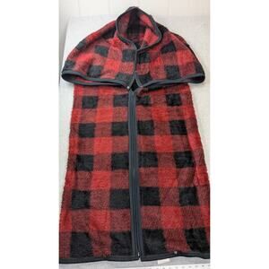 Biederlack Cuddle Wrap Wearable Stadium Blanket Red Plaid Throw 66x52 Cabin USA